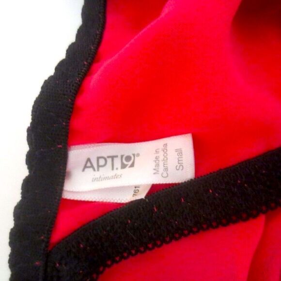 APT 9. Red and Black Sheer / Lace Skirted Thong Panty w/ with Embellishment - Picture 3 of 3